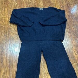 Elegant Navy Wide Leg Pants Set